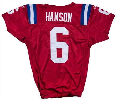 2009 Chris Hanson Team Issued New England Patriots Red Alternate Boston Patriots AFL 50th Anniversary Jersey (New England Patriots COA)